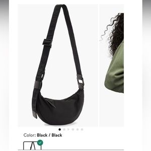 All Saints Black Nylon Half Moon Crossbody Bag